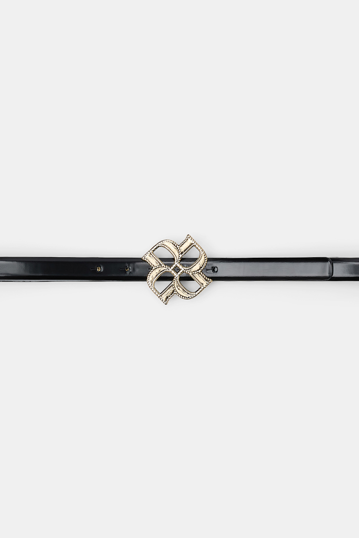 Dorothee Schumacher Boxcalf belt with D-rose buckle pure black