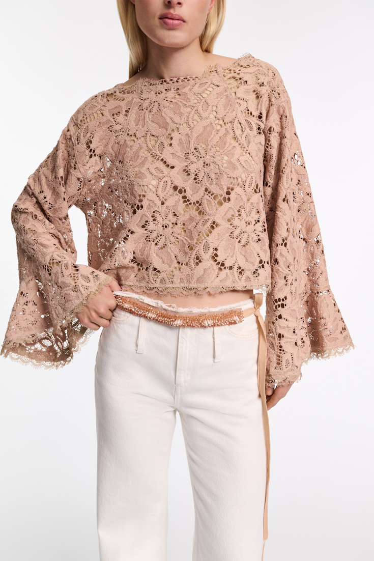 Dorothee Schumacher Von Hand bestickter Bindegürtel burnt brown