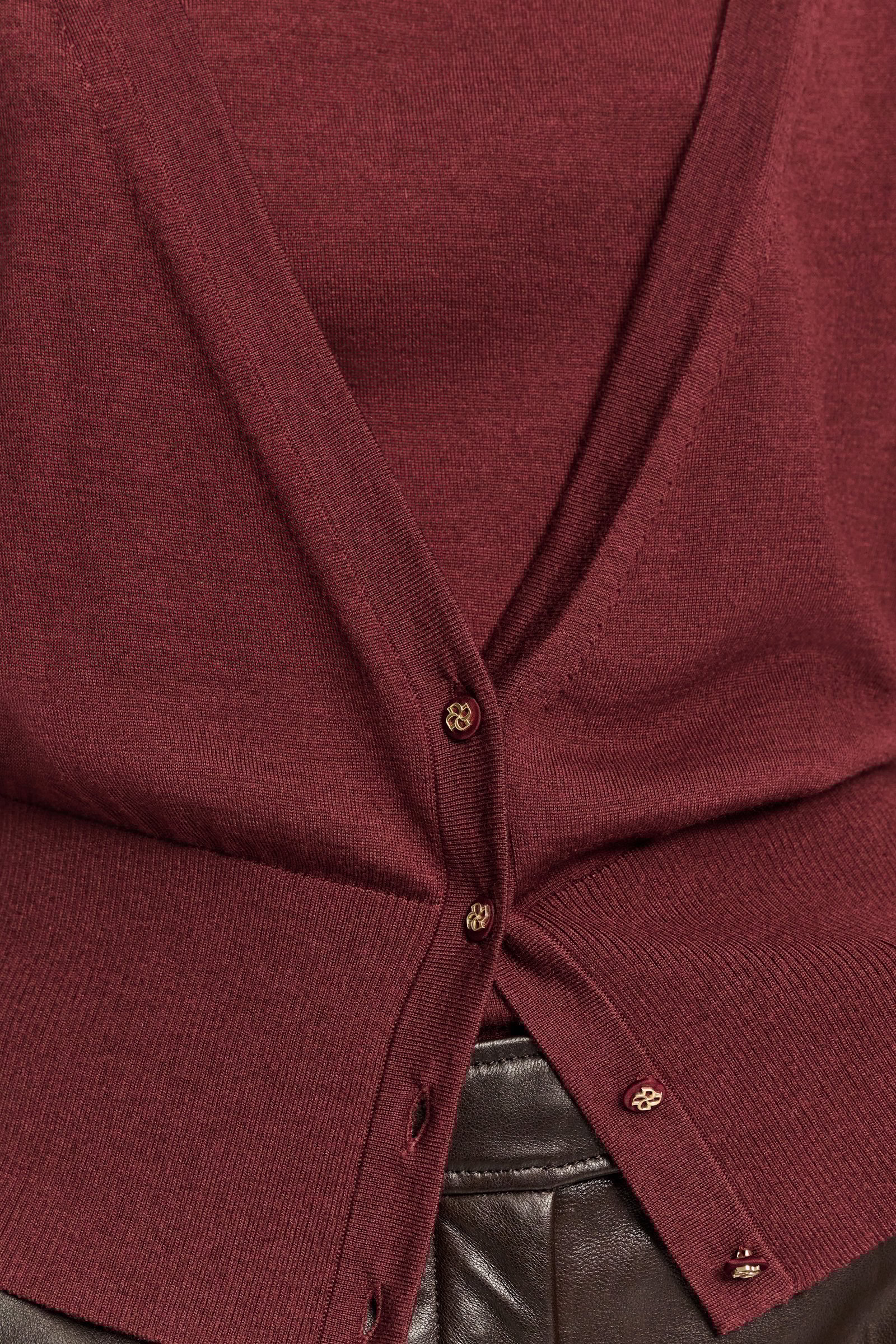 Dorothee Schumacher Virgin Merino-silk V-neck cardigan deep redbrown