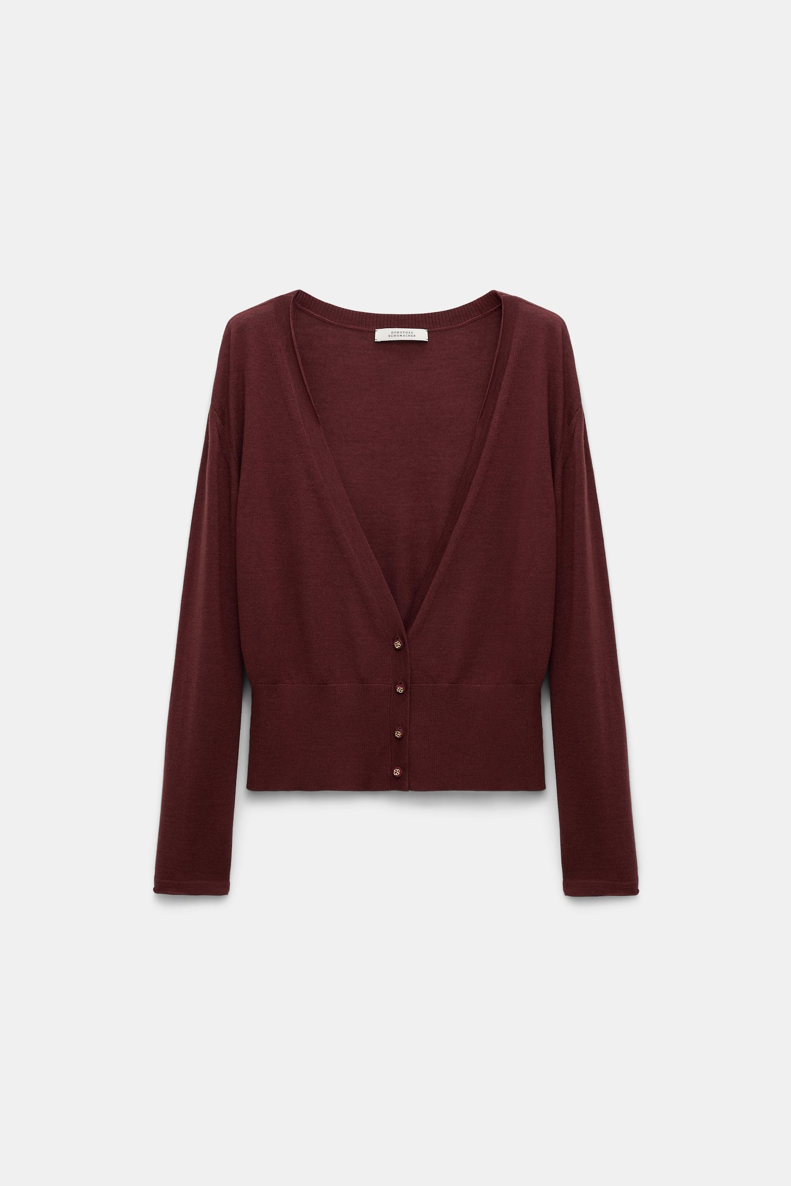 Dorothee Schumacher Virgin Merino-silk V-neck cardigan deep redbrown
