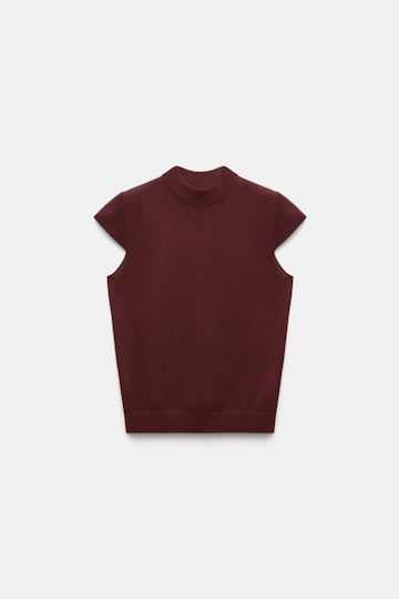 Dorothee Schumacher Virgin Merino-silk cap sleeve top deep redbrown