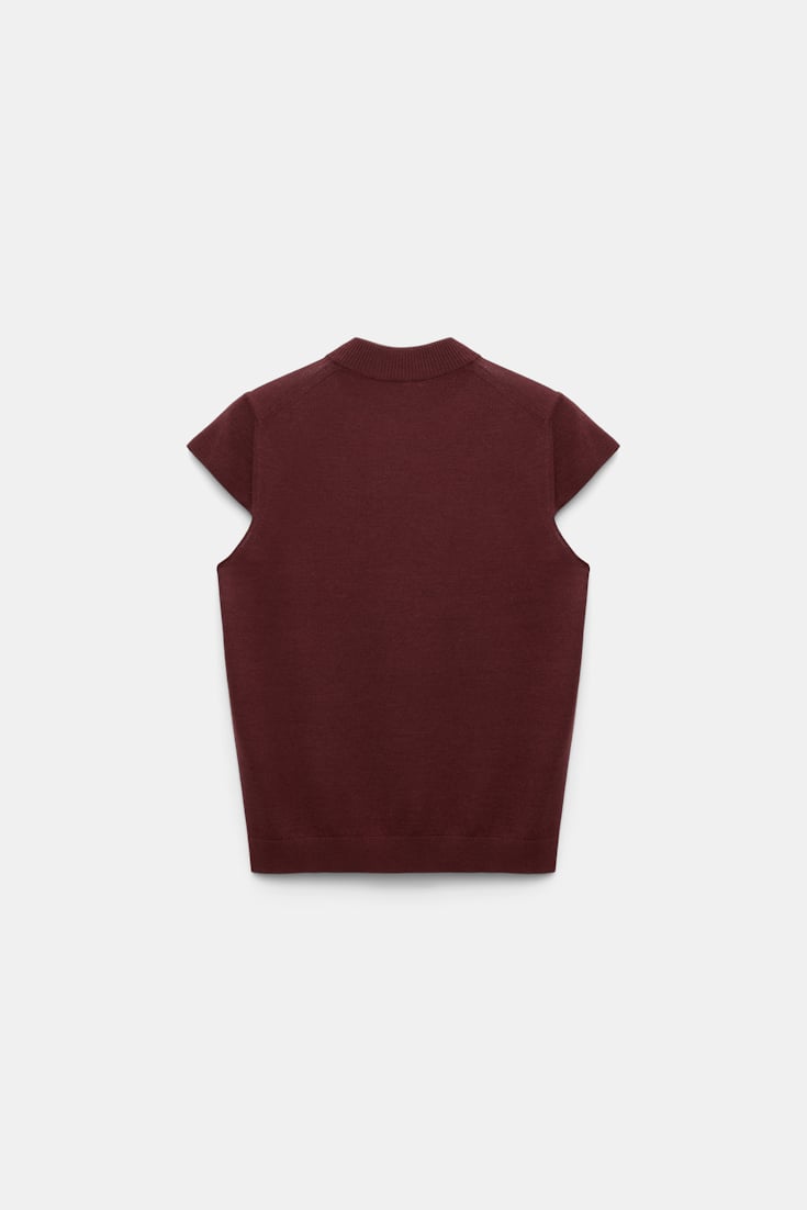 Dorothee Schumacher Virgin Merino-silk cap sleeve top deep redbrown