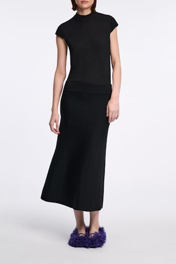 Dorothee Schumacher Virgin Merino-silk cap sleeve top pure black
