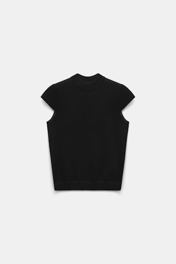 Dorothee Schumacher Virgin Merino-silk cap sleeve top pure black