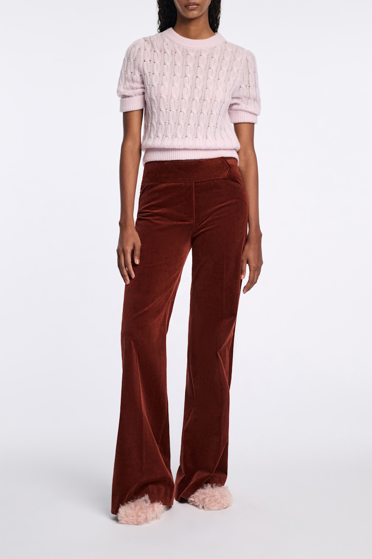 Dorothee Schumacher Rundhalspullover mit Zopfmuster und halbem Arm light rose