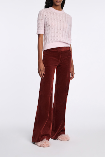 Dorothee Schumacher Cable knit short sleeve pullover light rose