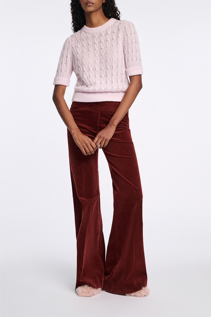 Dorothee Schumacher Rundhalspullover mit Zopfmuster und halbem Arm light rose
