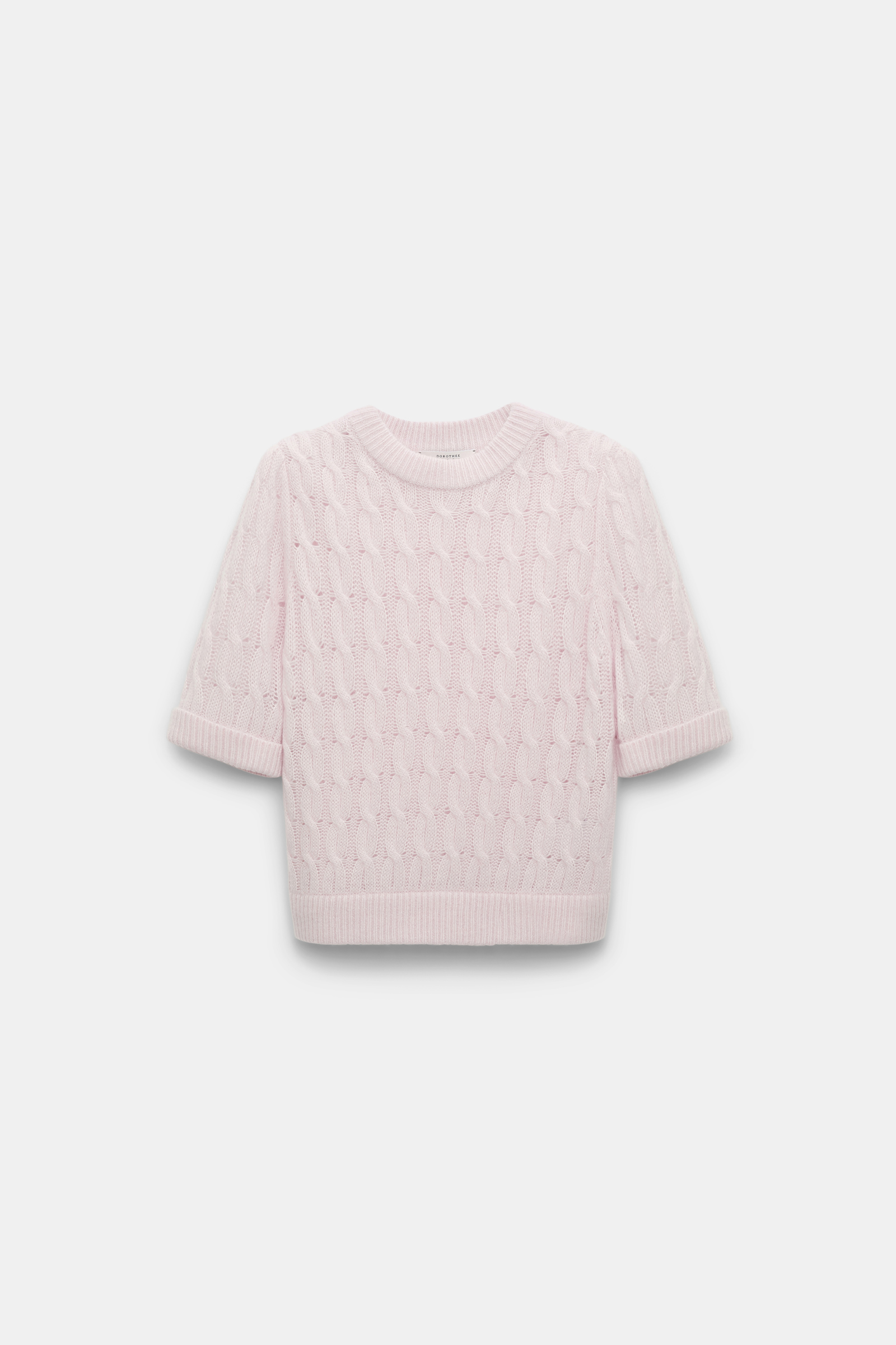 Dorothee Schumacher Rundhalspullover mit Zopfmuster und halbem Arm light rose