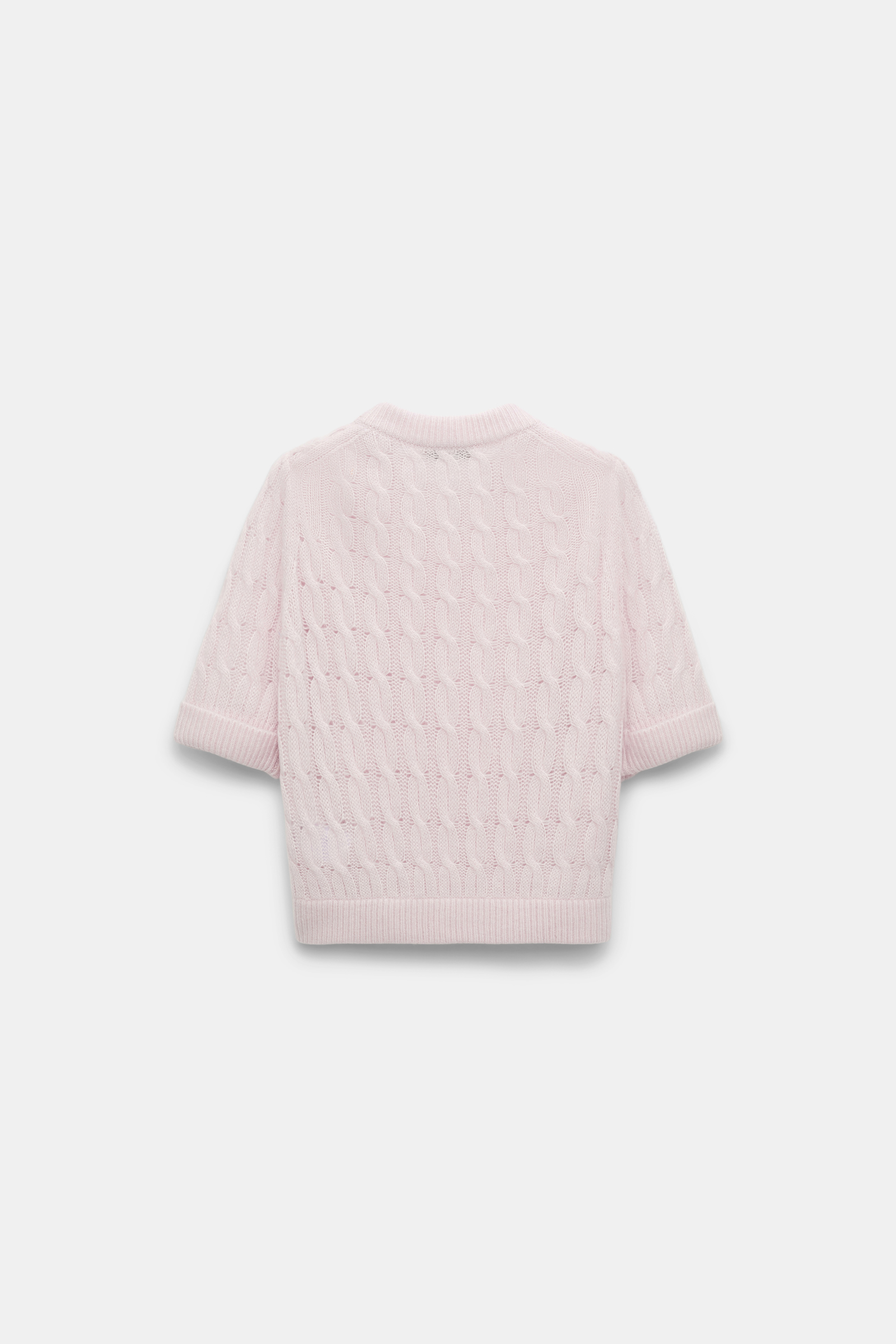 Dorothee Schumacher Rundhalspullover mit Zopfmuster und halbem Arm light rose
