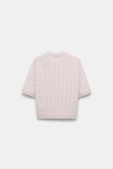 Dorothee Schumacher Cable knit short sleeve pullover light rose