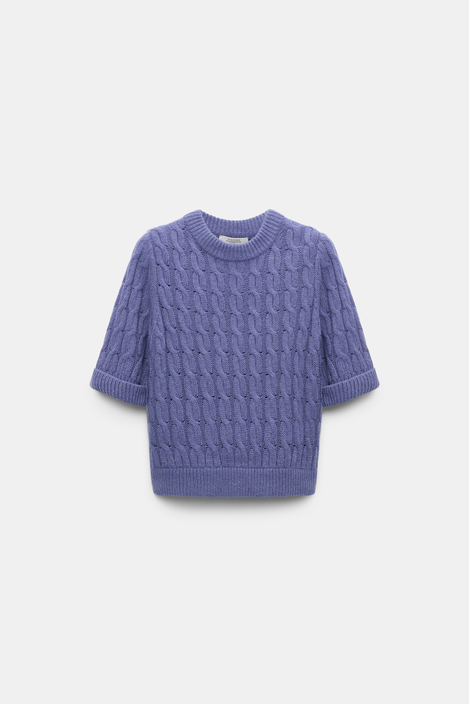 Dorothee Schumacher Rundhalspullover mit Zopfmuster und halbem Arm hyacinth