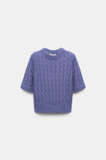 Dorothee Schumacher Rundhalspullover mit Zopfmuster und halbem Arm hyacinth