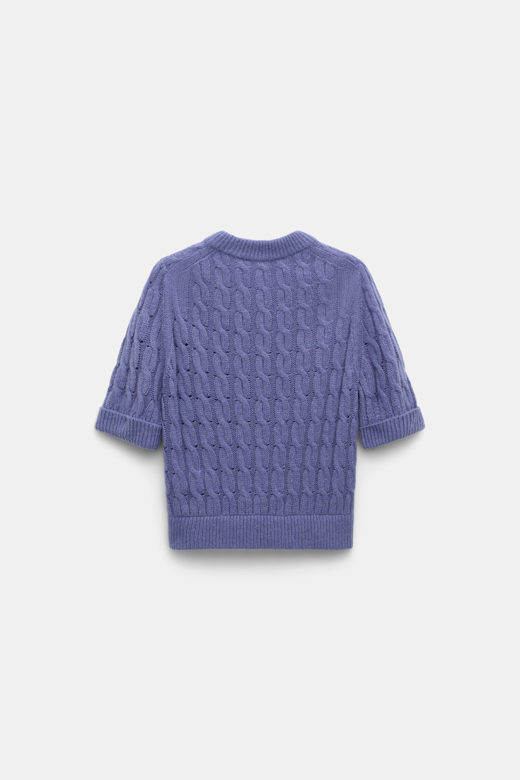 Dorothee Schumacher Rundhalspullover mit Zopfmuster und halbem Arm hyacinth