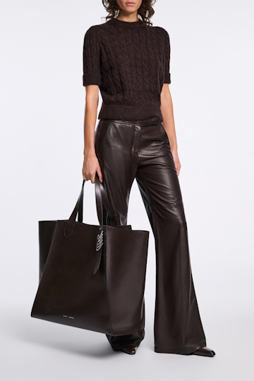 Dorothee Schumacher Cable knit short sleeve pullover black chocolate