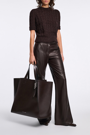 Dorothee Schumacher Rundhalspullover mit Zopfmuster und halbem Arm black chocolate