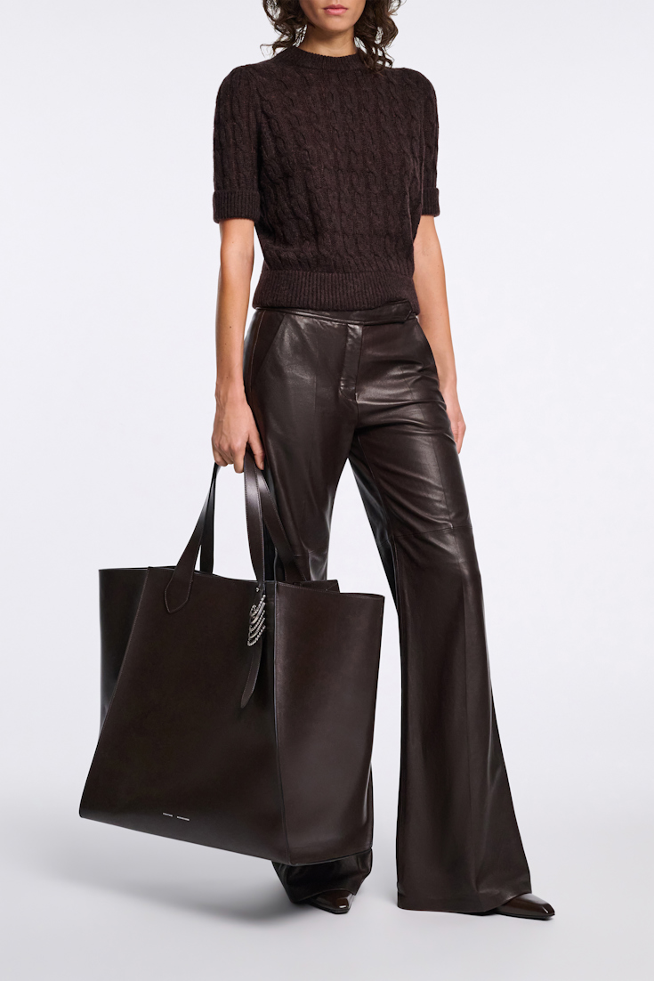Dorothee Schumacher Rundhalspullover mit Zopfmuster und halbem Arm black chocolate