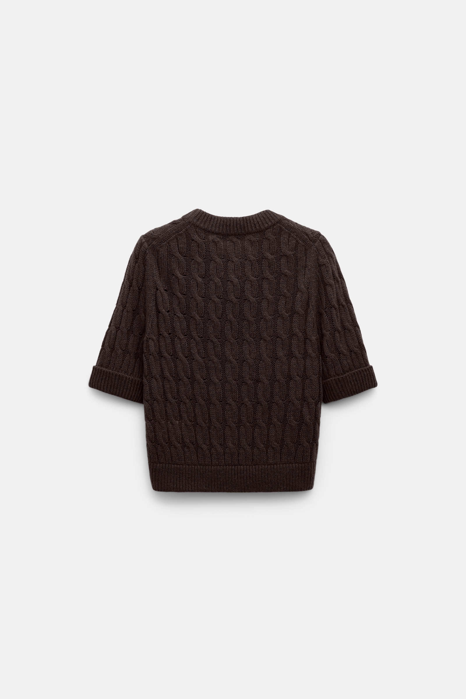 Dorothee Schumacher Rundhalspullover mit Zopfmuster und halbem Arm black chocolate