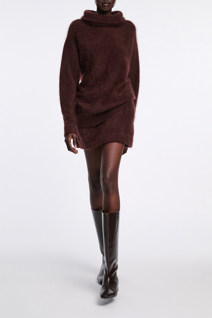 Dorothee Schumacher Virgin Merino-cashmere turtleneck pullover dark chocolate