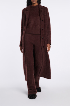 FLUFFY STATEMENT trousers Dorothee Schumacher Virgin Merino-cashmere pants dark chocolate
