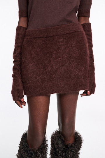 Dorothee Schumacher Virgin Merino-cashmere mini-skirt dark chocolate