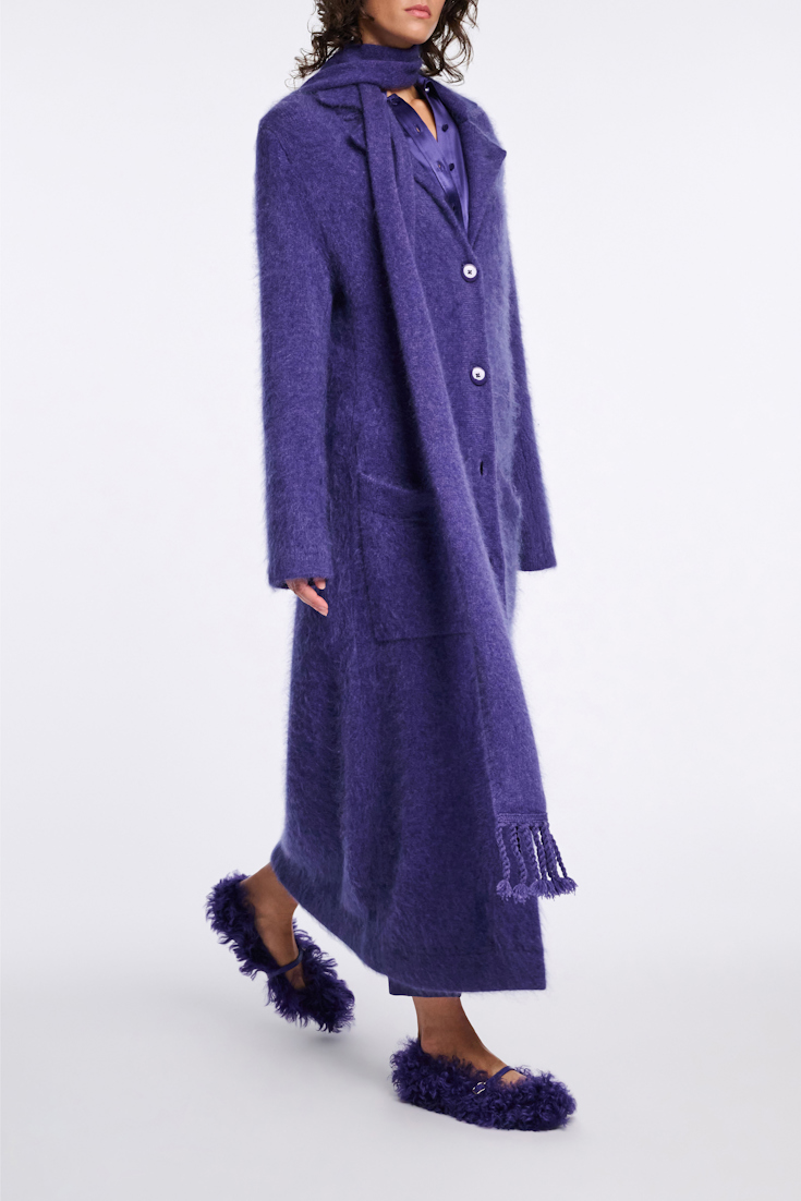 Dorothee Schumacher Fluffy Mantel aus Merino und Kaschmir lavendel night