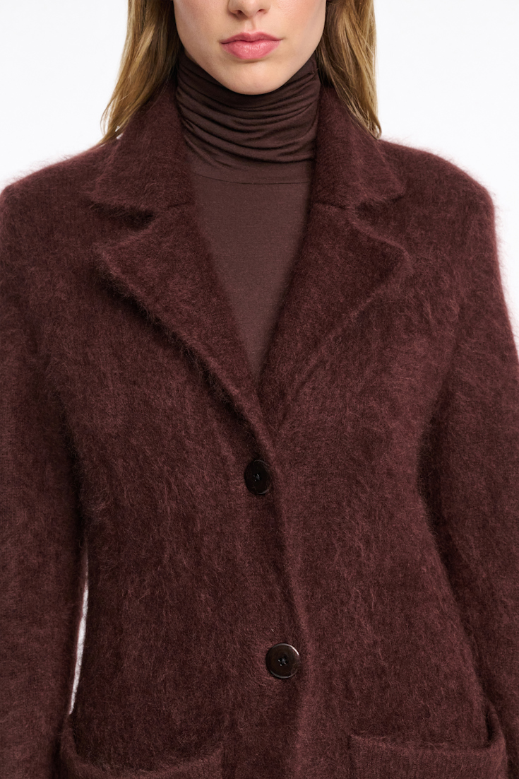 Dorothee Schumacher Fluffy Mantel aus Merino und Kaschmir dark chocolate