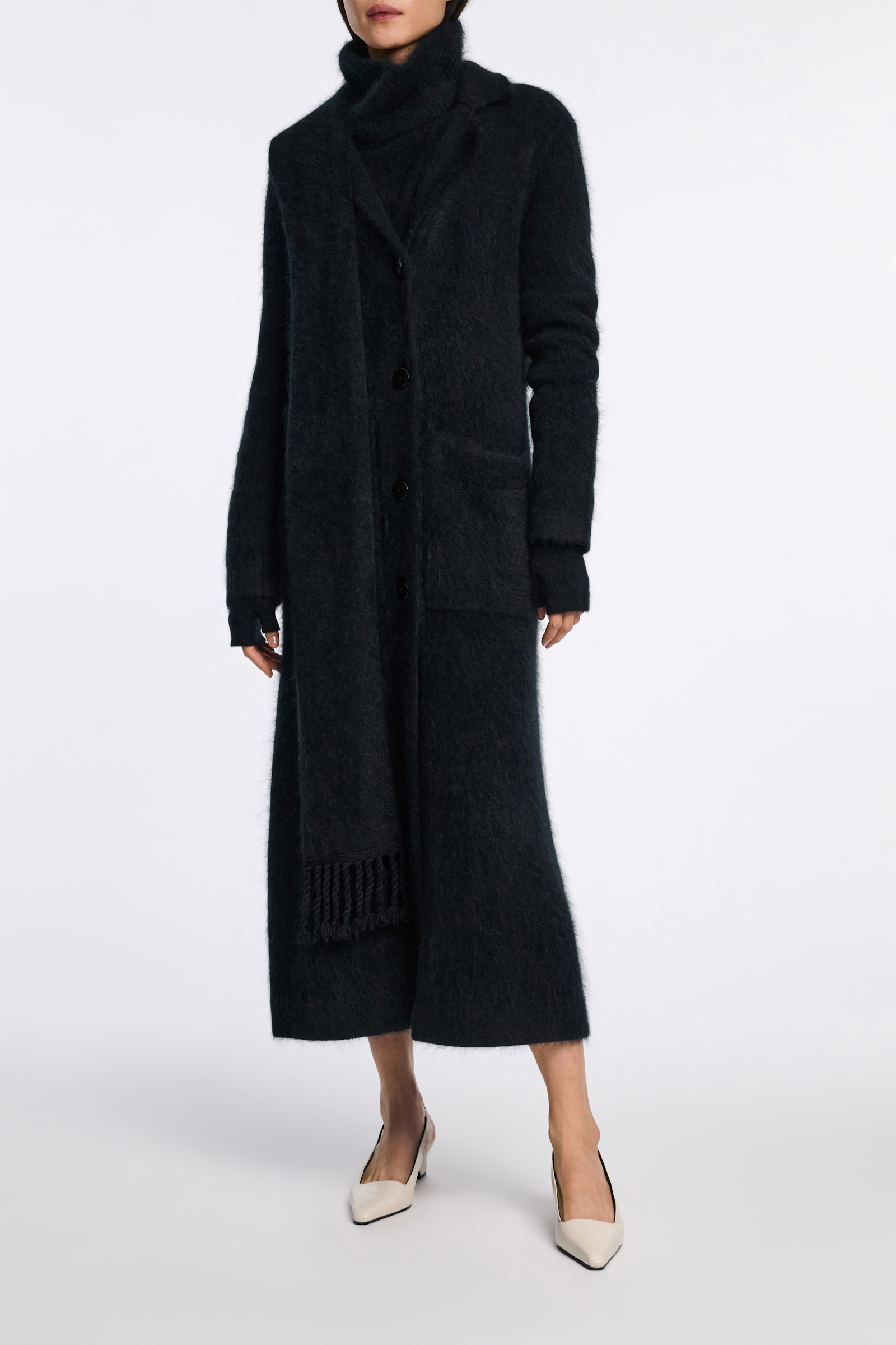 Dorothee Schumacher Fluffy Mantel aus Merino und Kaschmir pure black