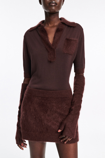 Dorothee Schumacher Virgin Merino-cashmere arm-warmers dark chocolate