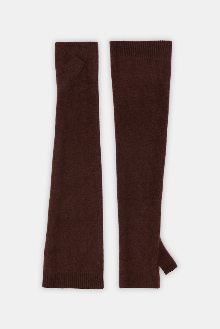 Dorothee Schumacher Virgin Merino-cashmere arm-warmers dark chocolate