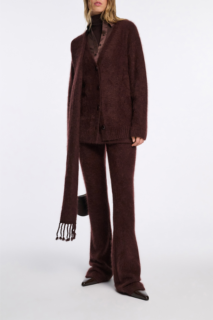 Dorothee Schumacher Virgin Merino-cashmere V-neck cardigan dark chocolate
