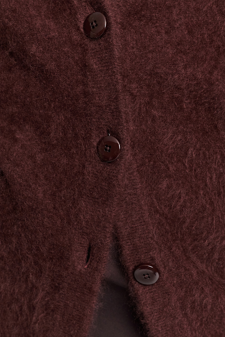 FLUFFY STATEMENT cardigan Dorothee Schumacher Virgin Merino-cashmere V-neck cardigan dark chocolate