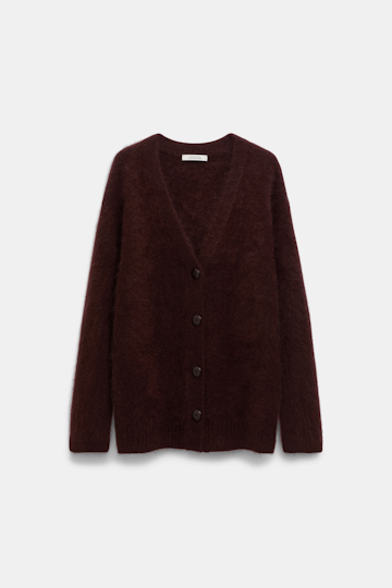Dorothee Schumacher Virgin Merino-cashmere V-neck cardigan dark chocolate
