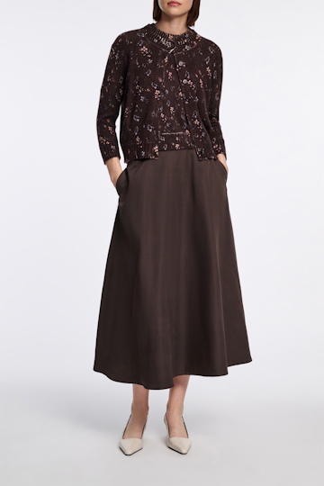 Dorothee Schumacher Virgin Merino-cashmere floral cardigan winter blossom dark brown