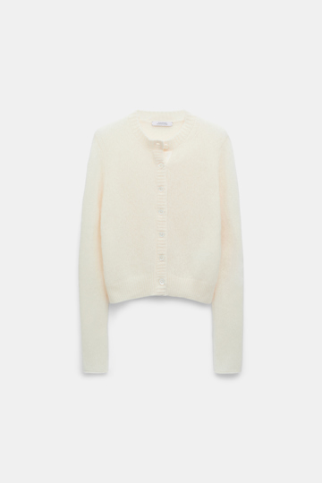 Dorothee Schumacher Cardigan mit Rundhalsausschnitt camellia white