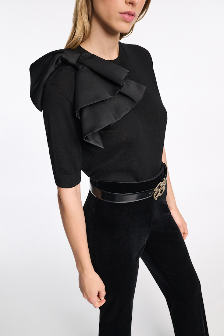 Dorothee Schumacher Pullover mit abnehmbarer Schleife pure black
