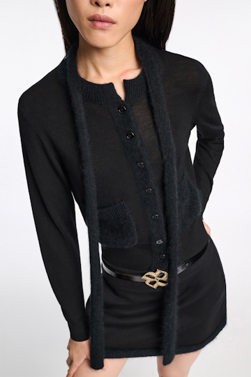 Dorothee Schumacher Virgin Merino cardigan with tie pure black