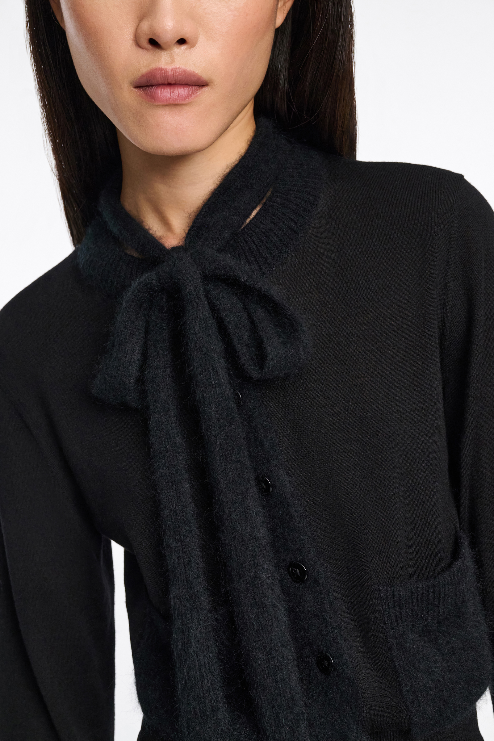 Dorothee Schumacher Virgin Merino cardigan with tie pure black