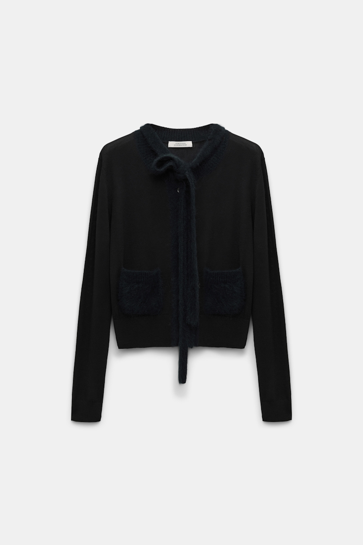 Dorothee Schumacher Virgin Merino cardigan with tie pure black