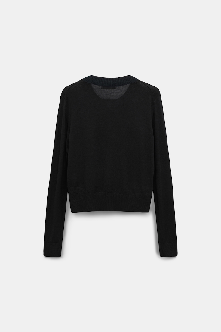 Dorothee Schumacher Virgin Merino cardigan with tie pure black