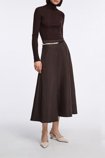 Dorothee Schumacher Seamless fine rib Merino turtleneck black chocolate