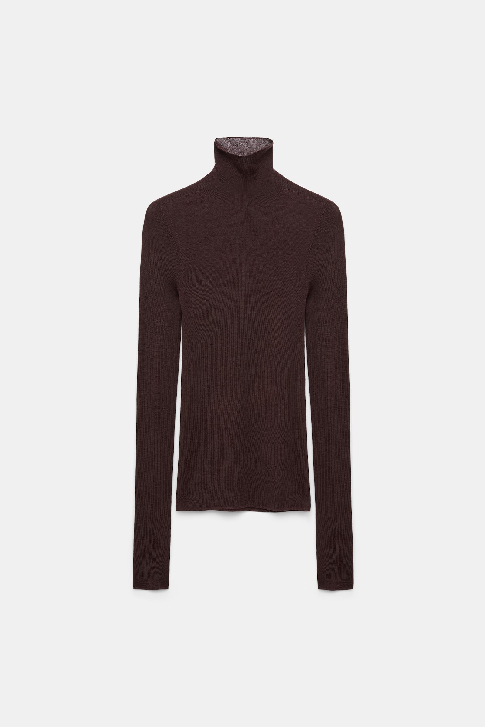 Dorothee Schumacher Seamless fine rib Merino turtleneck black chocolate