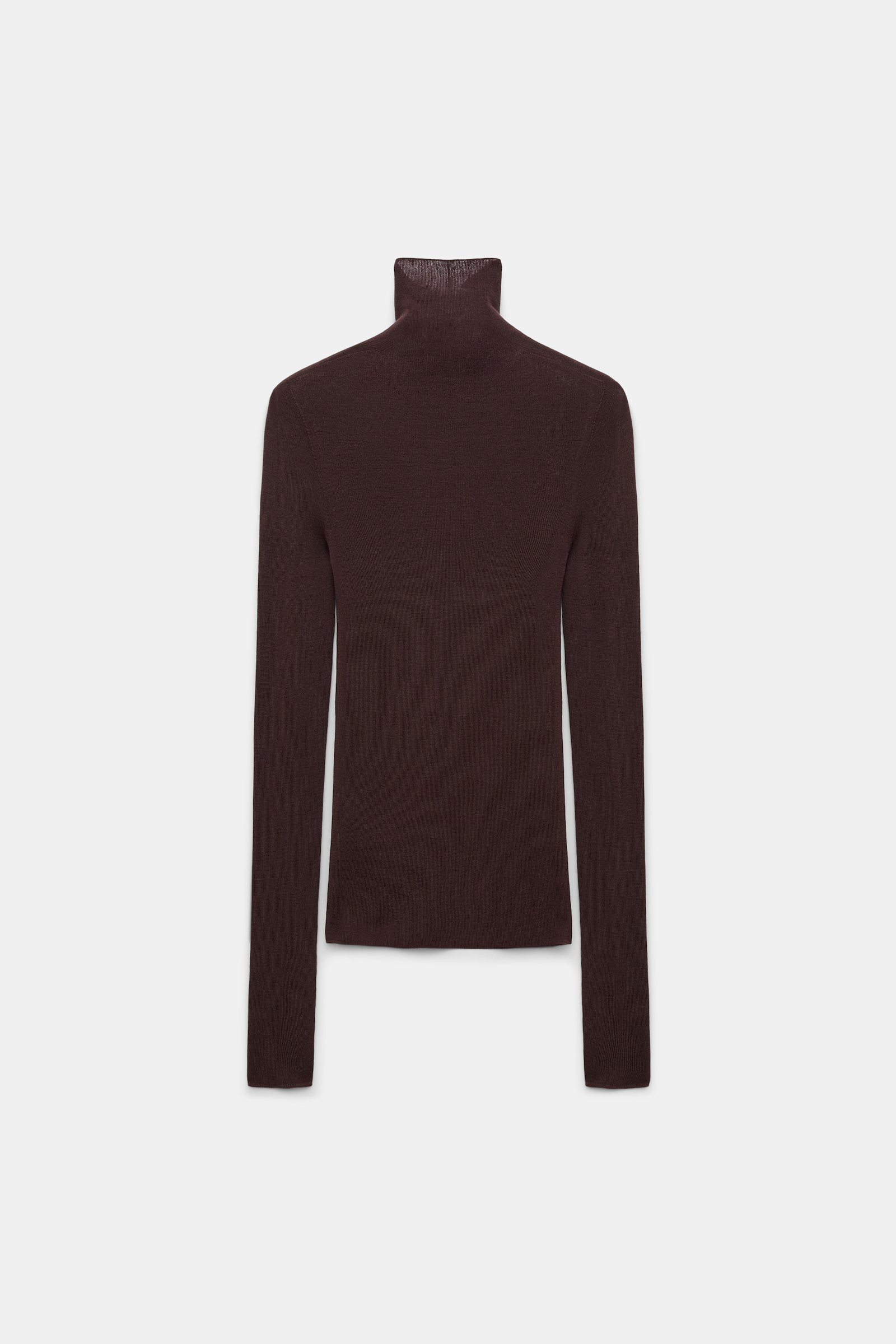 Dorothee Schumacher Seamless fine rib Merino turtleneck black chocolate