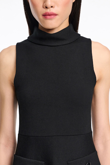 Dorothee Schumacher Sleeveless knit turtleneck dress pure black