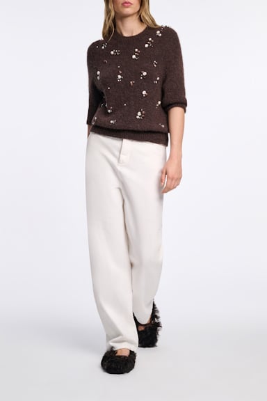 Dorothee Schumacher Alpaca mix half-sleeve pullover black chocolate