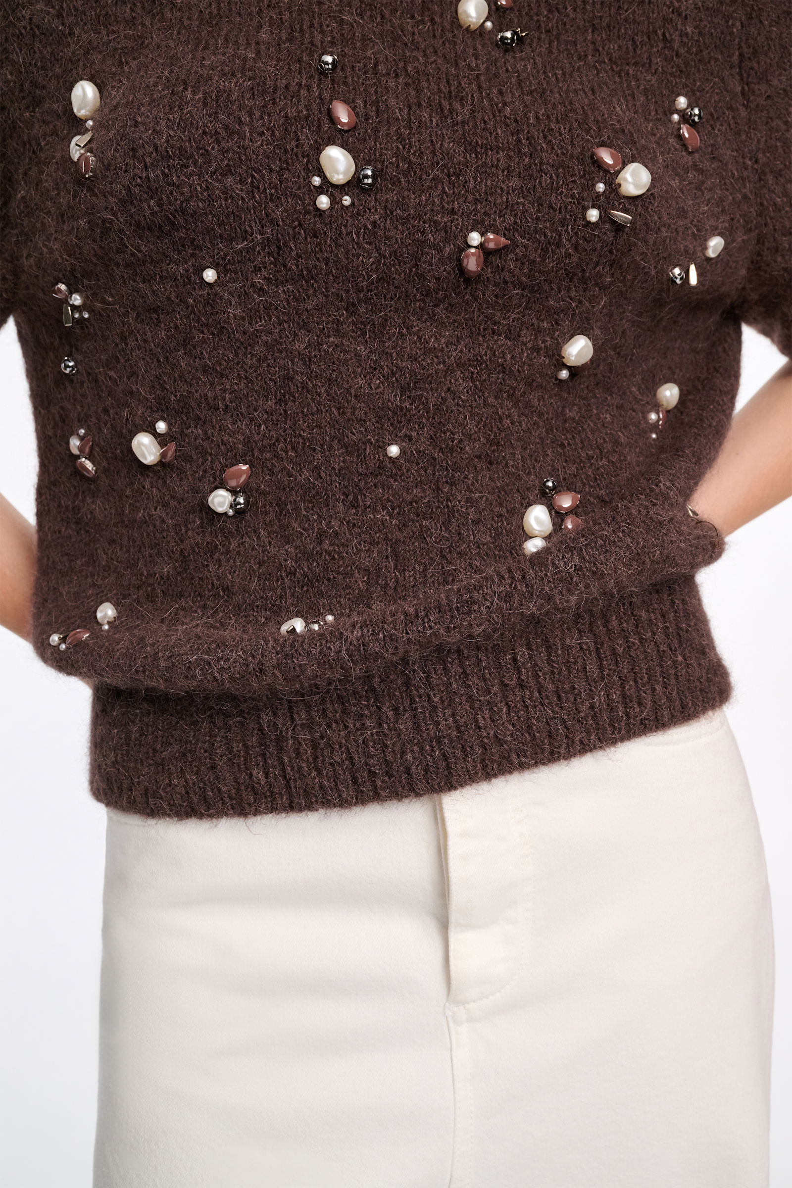 Dorothee Schumacher Alpaca mix half-sleeve pullover black chocolate