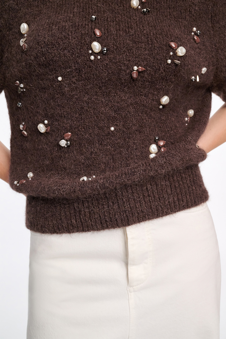 Dorothee Schumacher Alpaca mix half-sleeve pullover black chocolate
