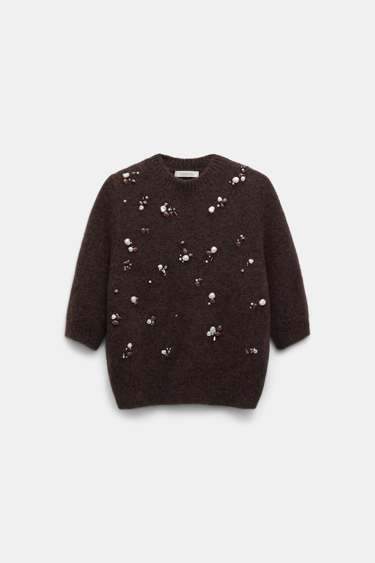 Dorothee Schumacher Alpaca mix half-sleeve pullover black chocolate