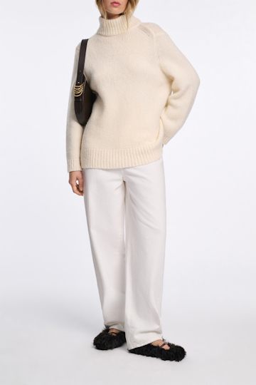 Dorothee Schumacher Virgin wool-alpaca turtleneck pullover eggshell