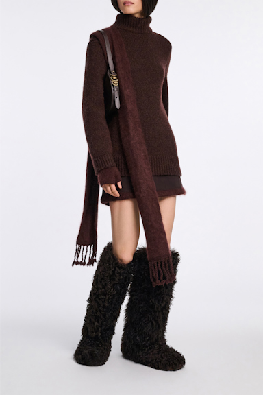 Dorothee Schumacher Rollkragenpullover aus Merino-Alpaka Garn dark chocolate