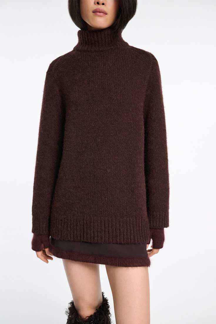 Dorothee Schumacher Rollkragenpullover aus Merino-Alpaka Garn dark chocolate